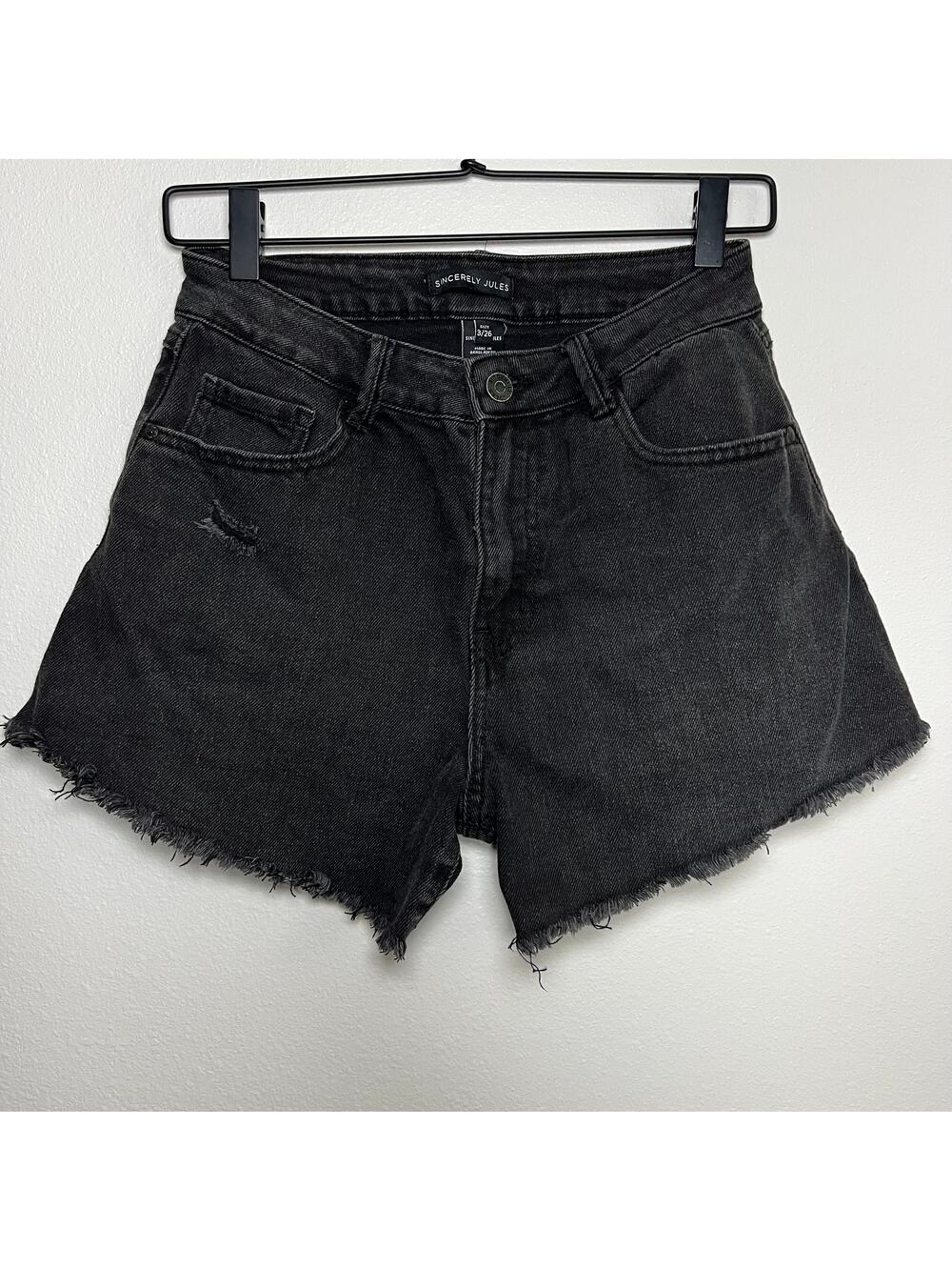 Sincerely Jules Women's high rise cutoff black denim Jean shorts